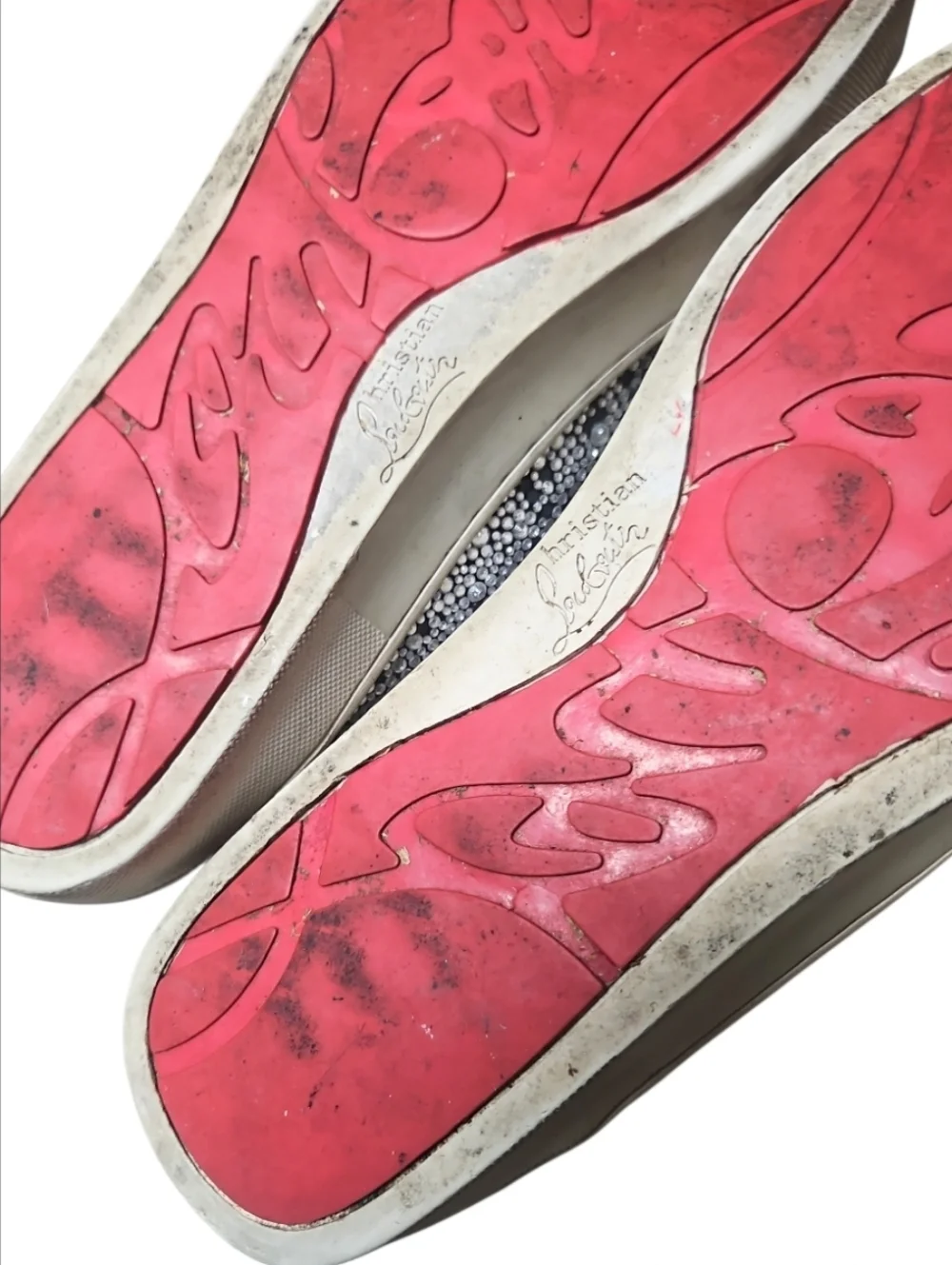 CHRISTIAN LOUBOUTIN | Crystal High-Top Sneakers in Silver and Black EU 44 AS-IS